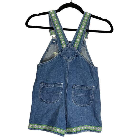 Young Hearts Girls Denim Embroidered Floral Butterflies Shortalls Size 5 - Picture 2 of 11